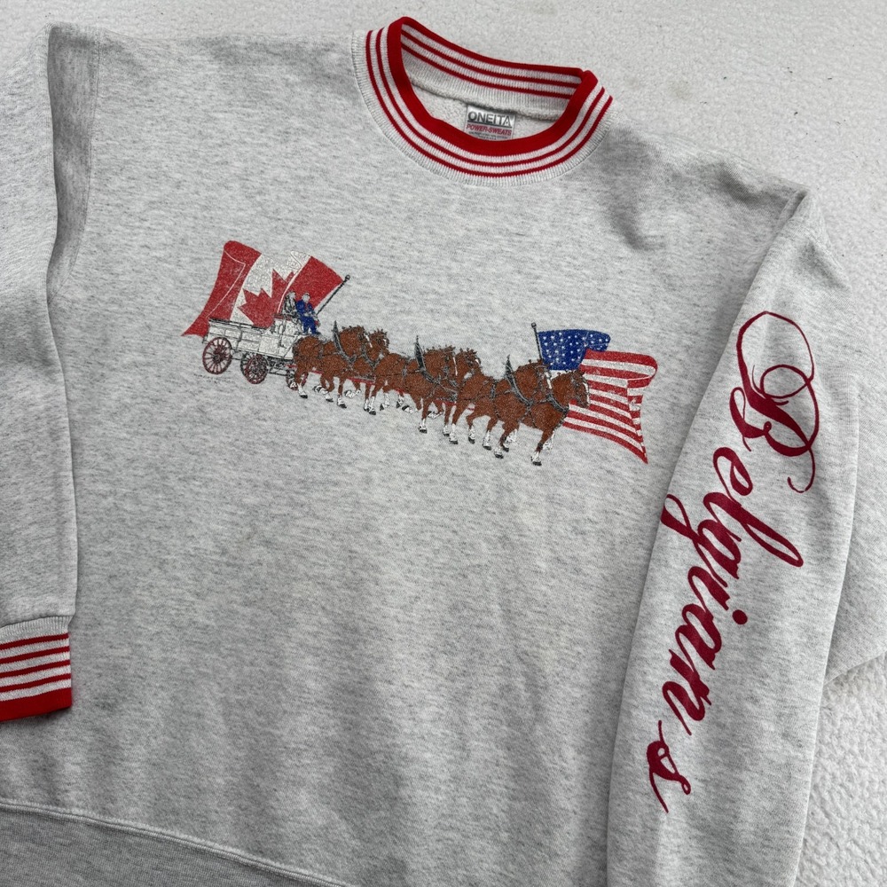 Vintage Oneita Power Sweats America Canada Sweatshirt Mens XL (Fits M) Gray USA